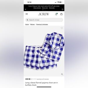 J. Crew Women's Blue and White Check Pajama Set